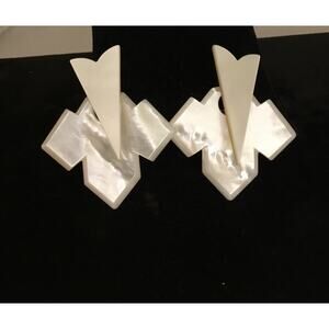 Vintage Stephen Dweck Mother Of Pearl Geometric 2 Part Drop Earrings As Is